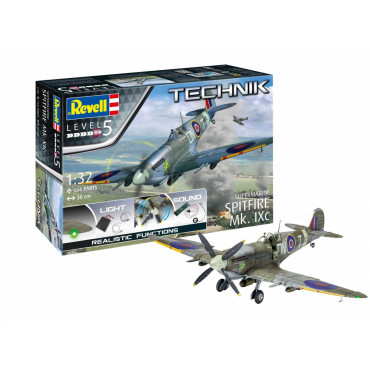 KIT PARA MONTAR REVELL AVIÃO SUPERMARINE SPITFIRE MK. IXC TECHNIK EDITION FUNÇÕES REALISTAS 1/32 154 PEÇAS REV 00457